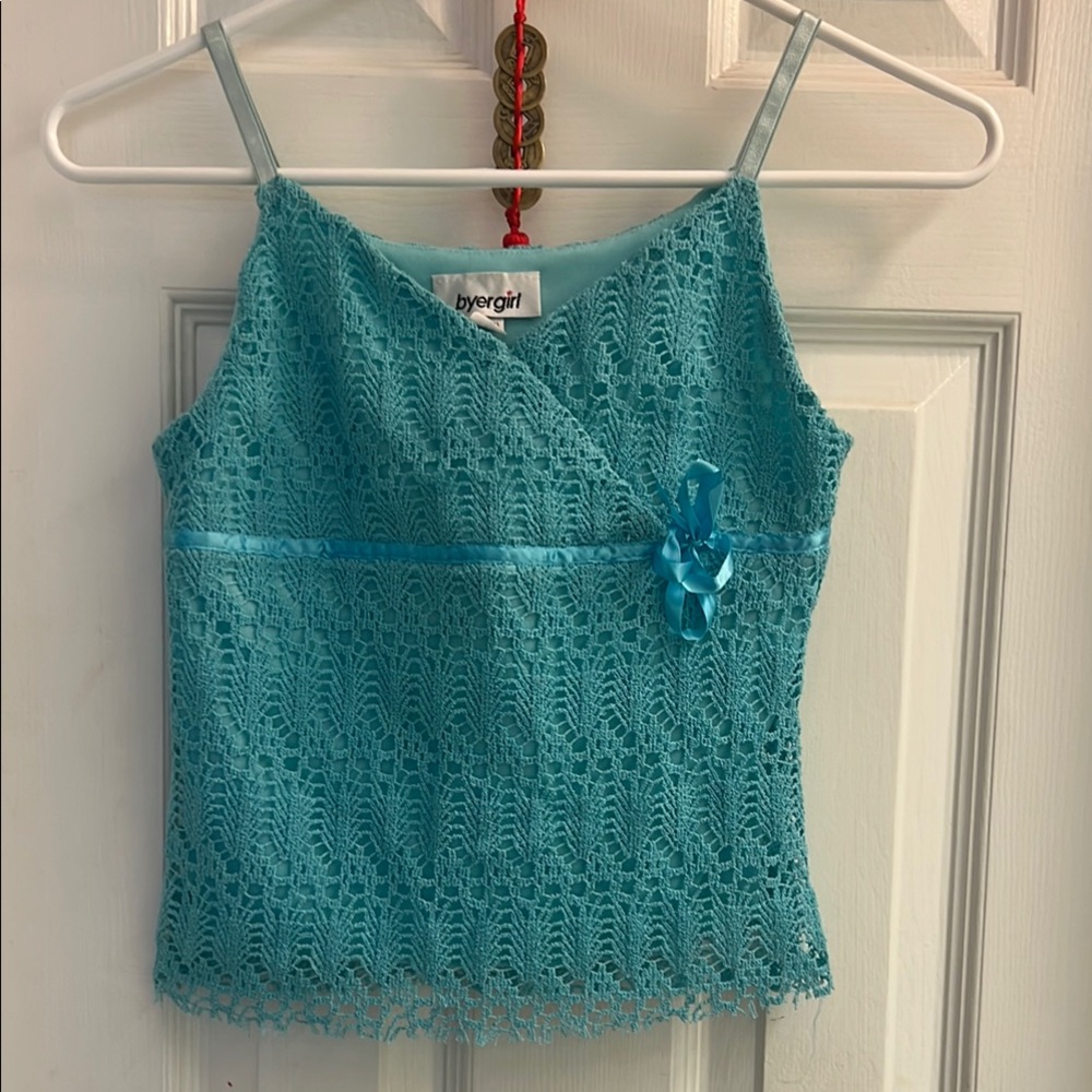 Turquoise Girls Crochet Top 8-10